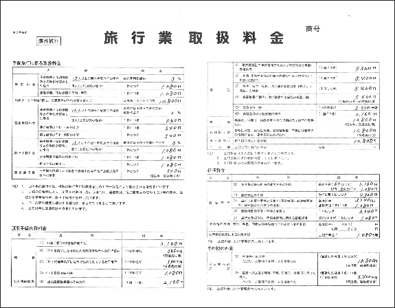 旅行取扱手数料　海外旅行